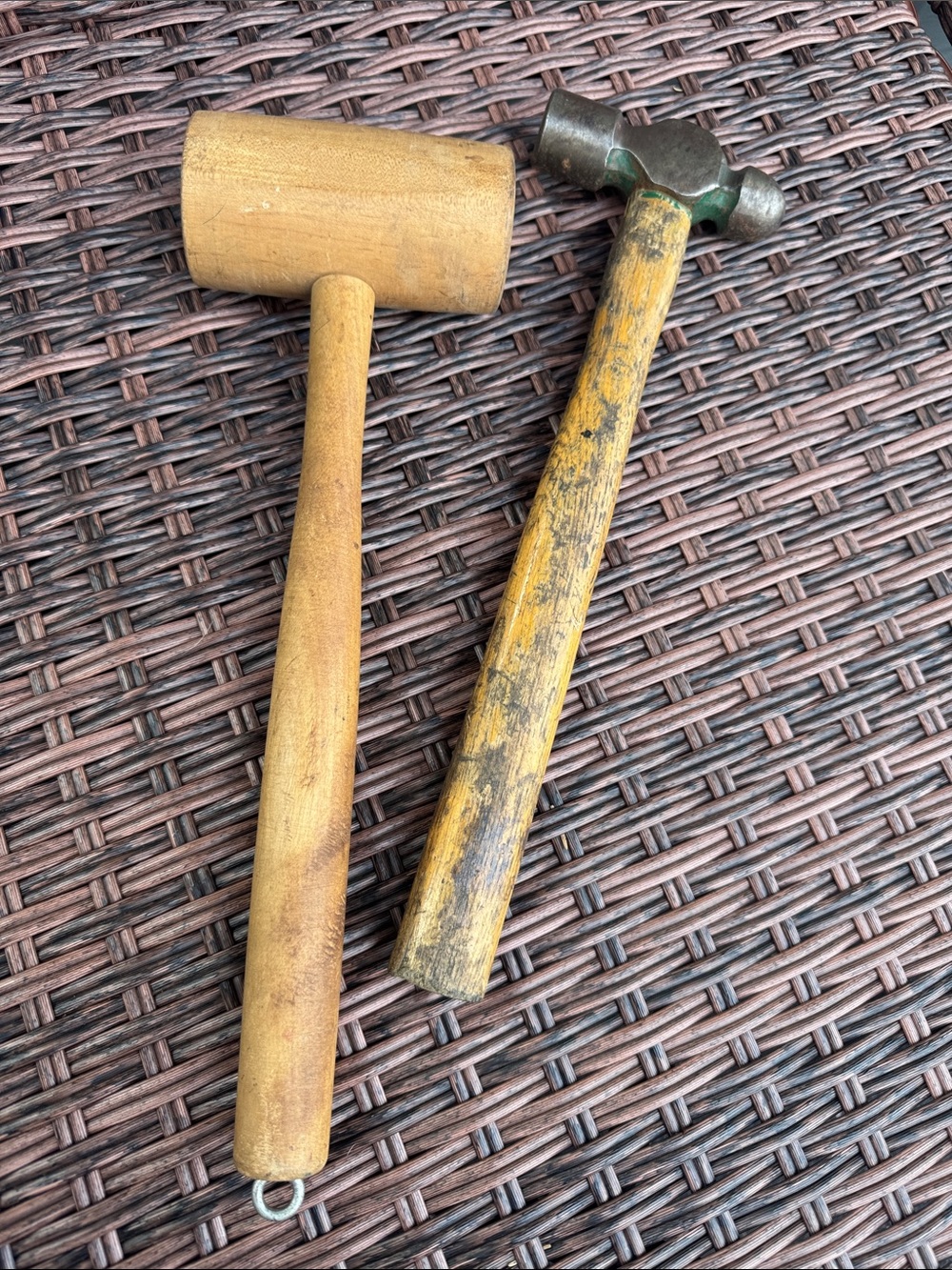 VTG Wooden Mallet and Ball Peen Hammer - 
 Wood Handles